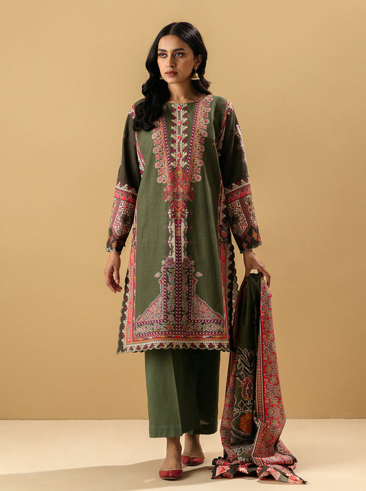 3 PIECE - PRINTED KHADDAR SUIT - MALACHITE MORBAGH WN_22   