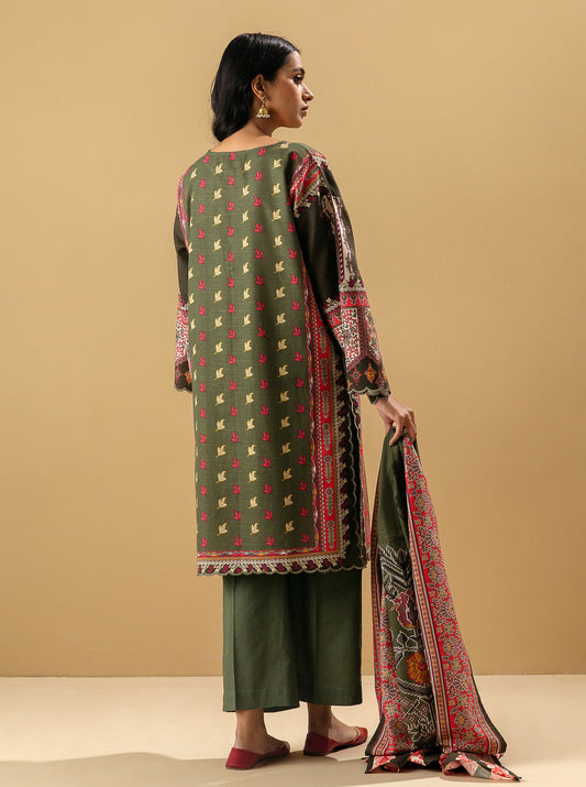 3 PIECE - PRINTED KHADDAR SUIT - MALACHITE MORBAGH WN_22   