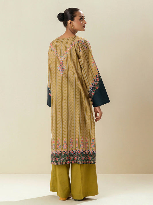 1 PIECE - PRINTED CAMBRIC SHIRT - GOLDEN HONEY MORBAGH WN_23   