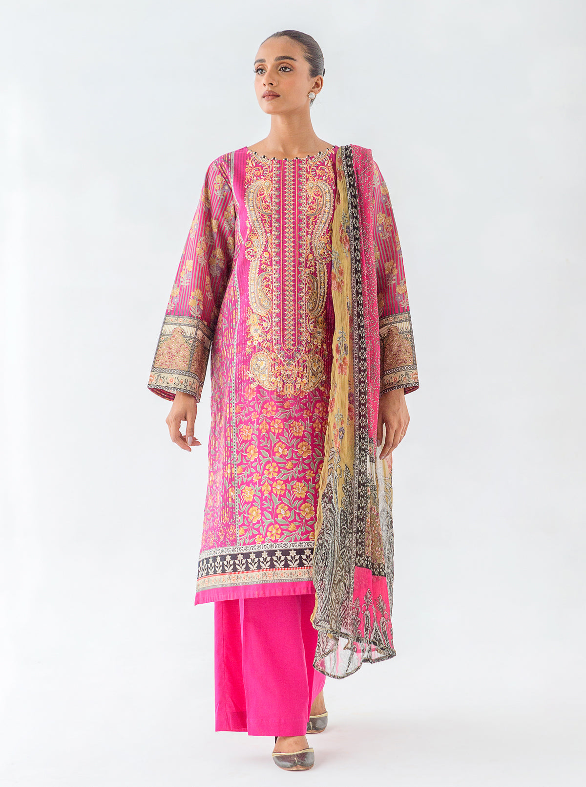 2 PIECE - EMBROIDERED CAMBRIC SUIT - VIVA MAGENTA MORBAGH WN_23   