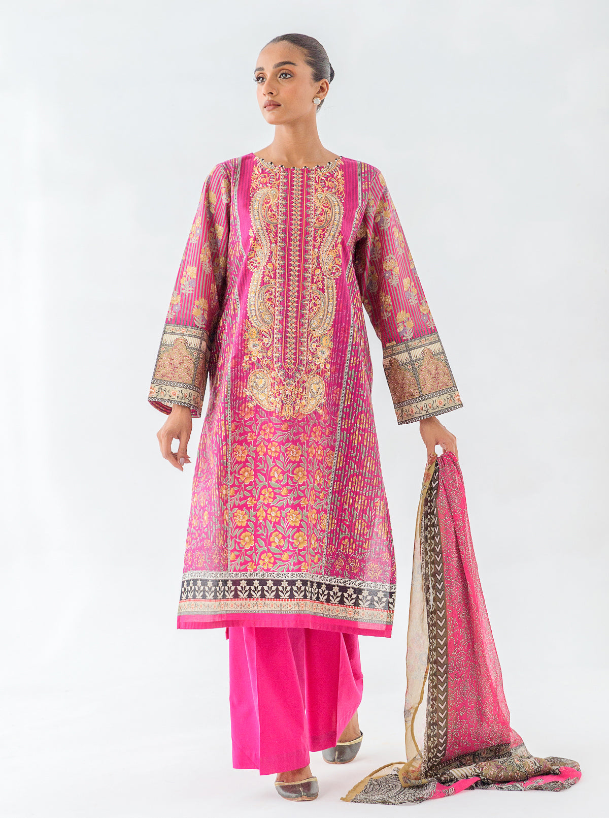 2 PIECE - EMBROIDERED CAMBRIC SUIT - VIVA MAGENTA MORBAGH WN_23   