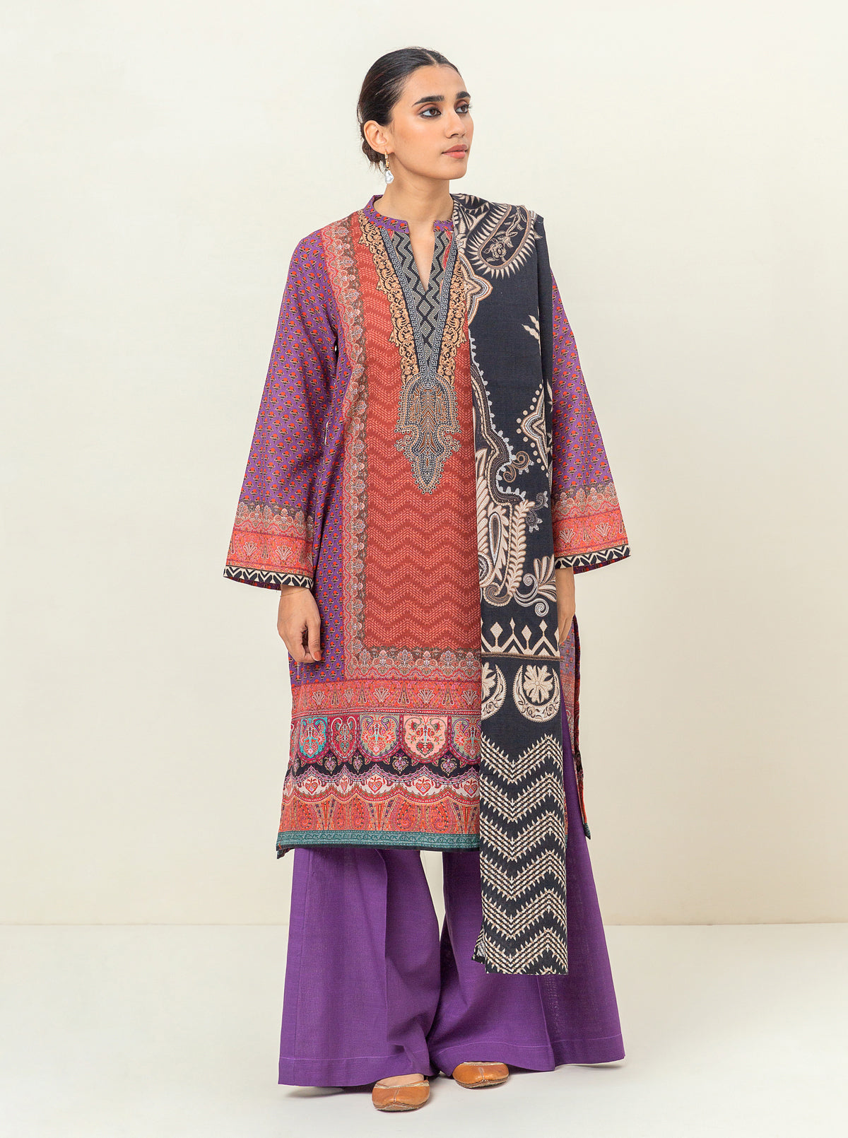 3 PIECE PRINTED KHADDAR SUIT-ETHNIC CHARM (UNSTITCHED)