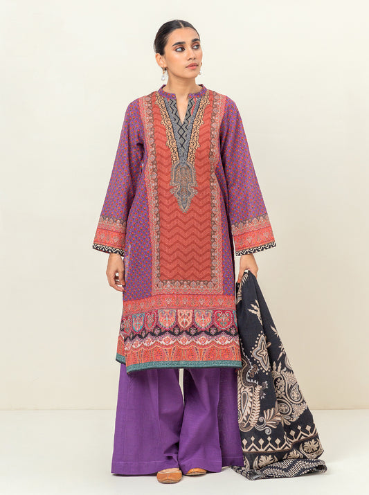 3 PIECE PRINTED KHADDAR SUIT-ETHNIC CHARM (UNSTITCHED)