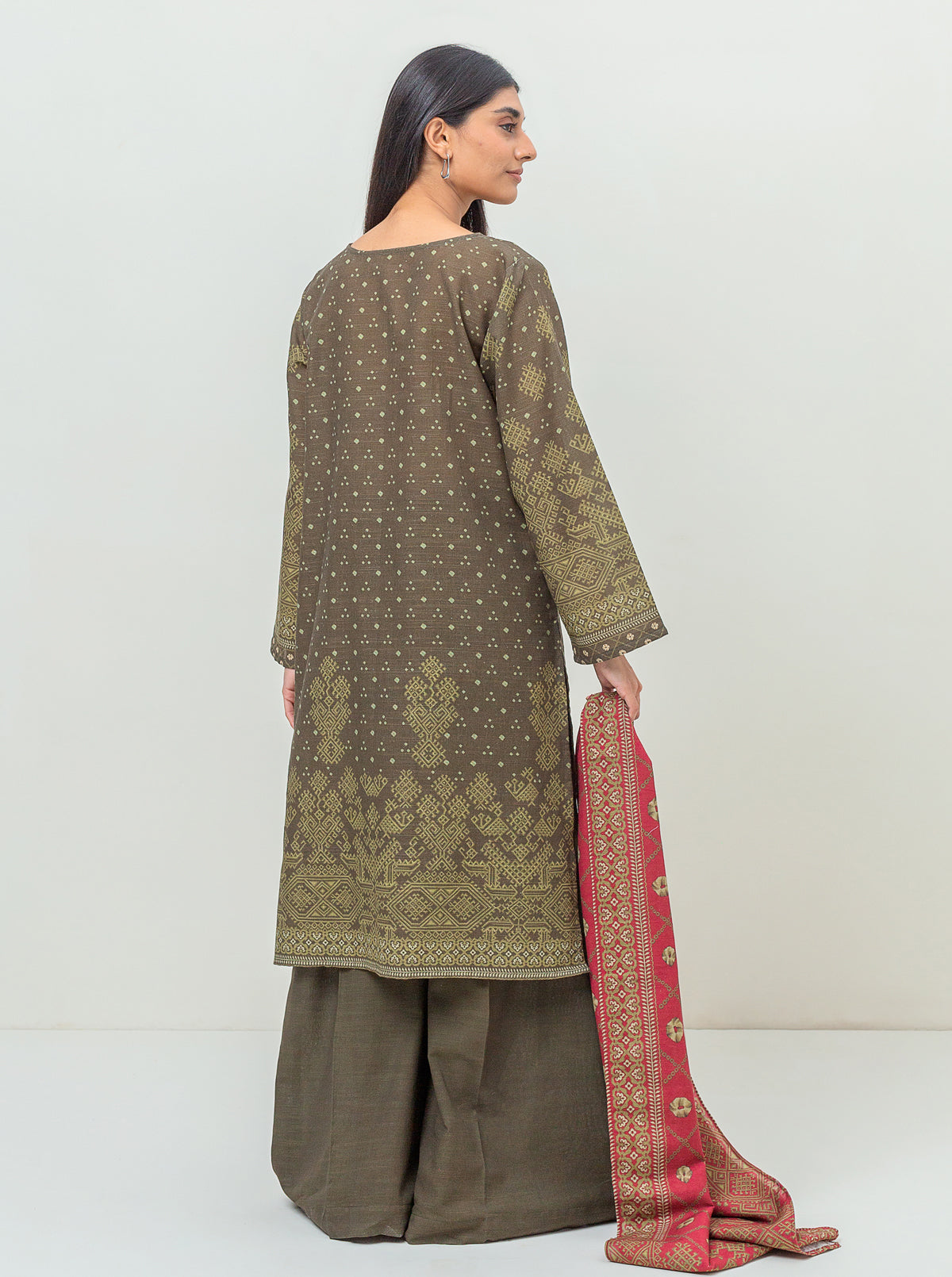 3 PIECE PRINTED KHADDAR SUIT-GREEN HERITAGE (UNSTITCHED)