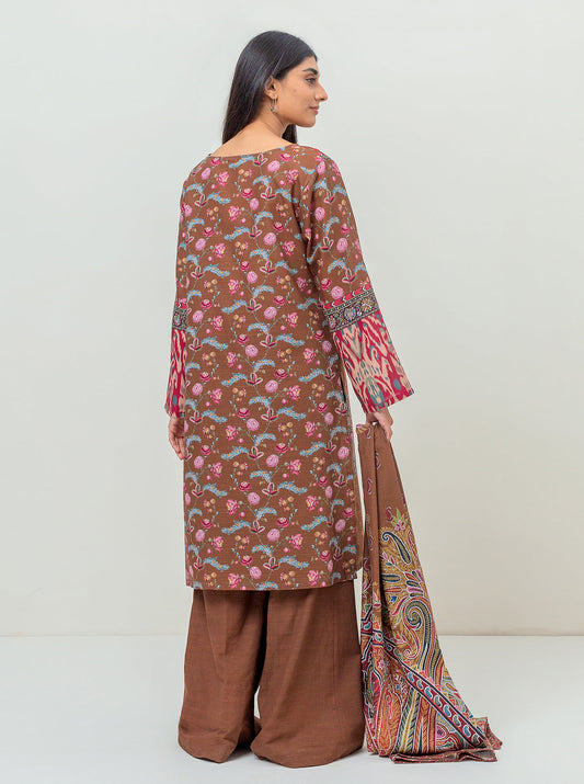 3 PIECE - PRINTED KHADDAR SUIT - DIVINE PLUM MORBAGH WN_23   