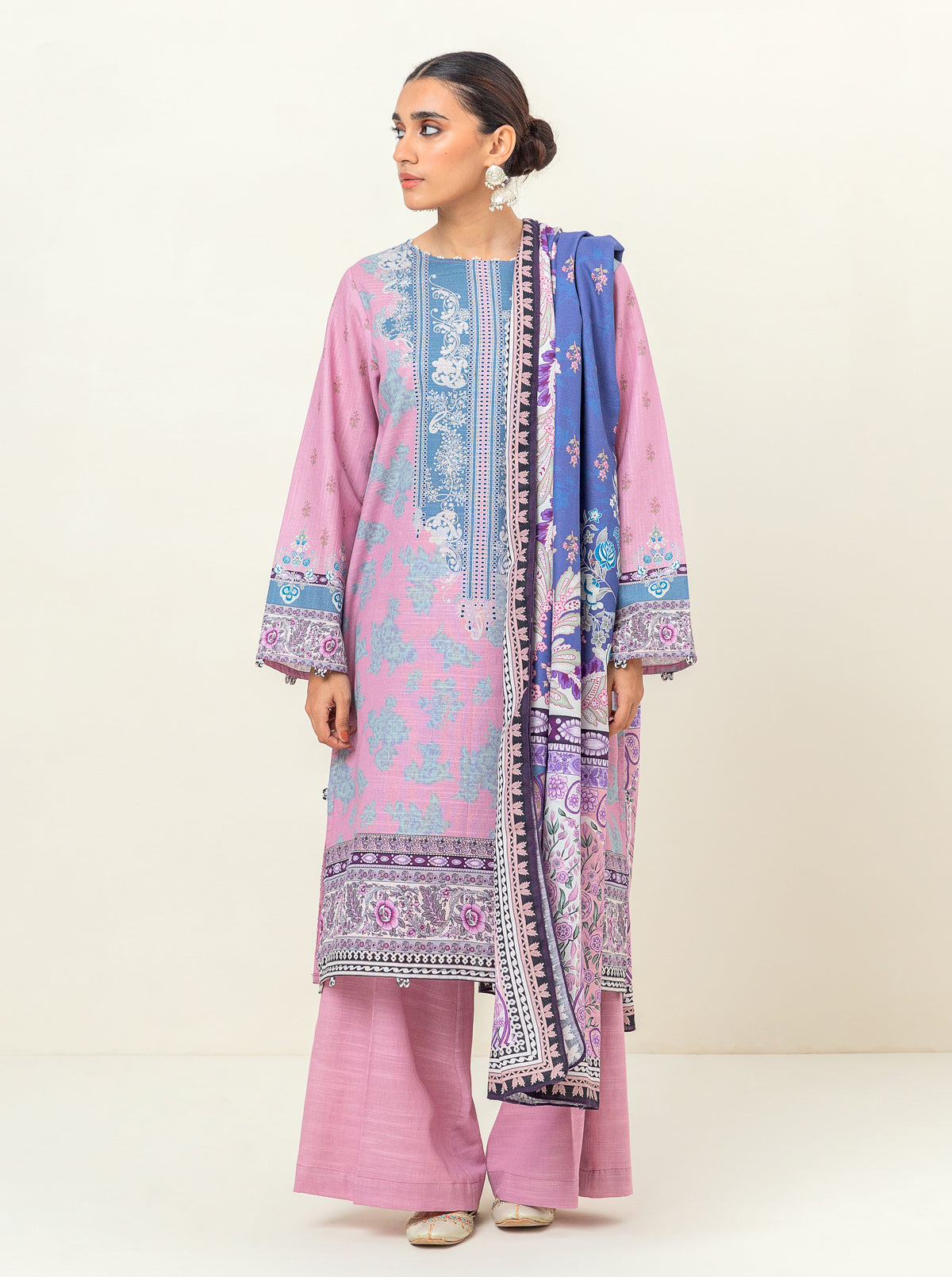 3 PIECE - PRINTED KHADDAR SUIT - ETHEREAL FLORAL MORBAGH WN_23   
