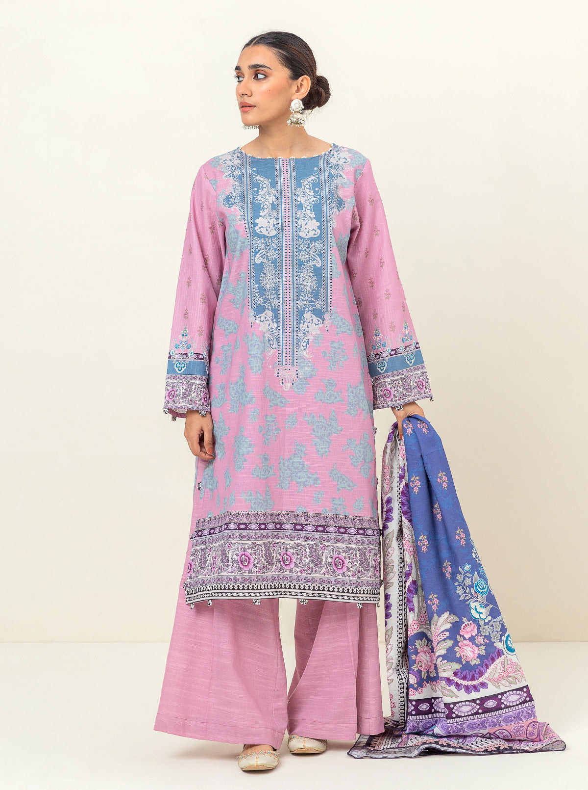 3 PIECE - PRINTED KHADDAR SUIT - ETHEREAL FLORAL MORBAGH WN_23   