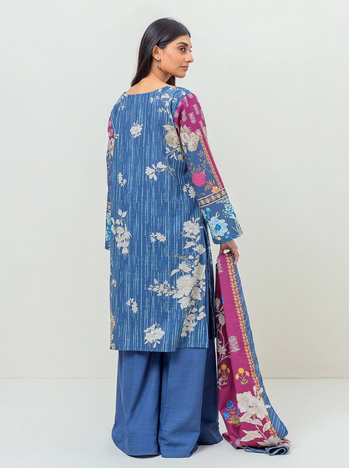 3 PIECE - PRINTED KHADDAR SUIT - MISTY SEA MORBAGH WN_23   