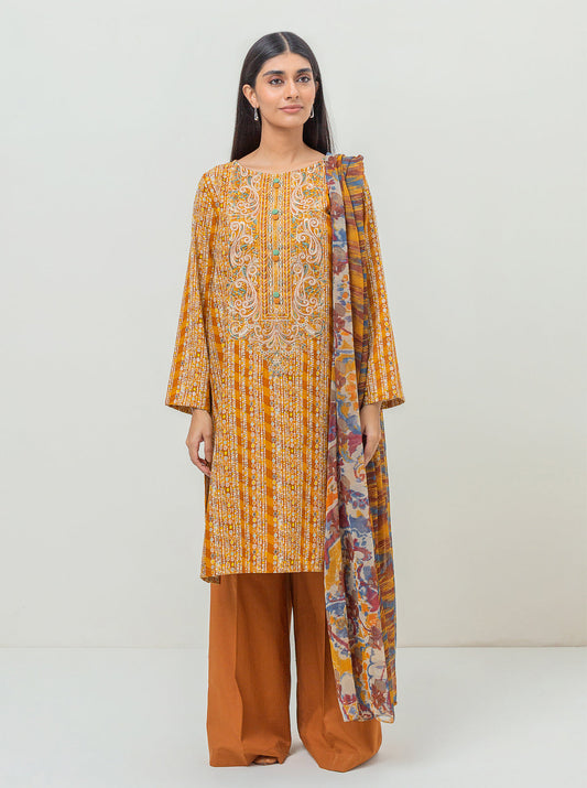 3 PIECE - EMBROIDERED KHADDAR SUIT - SUNSET DAYS MORBAGH WN_23   