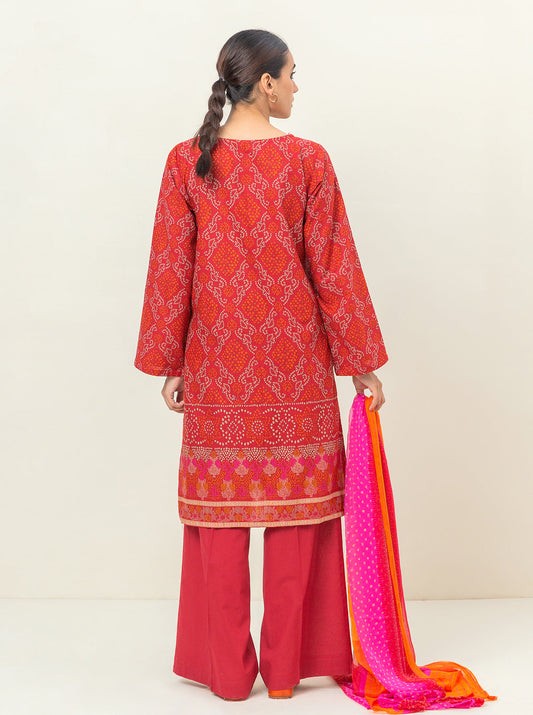 3 PIECE - EMBROIDERED KHADDAR SUIT - CRANBERRY CRUSH MORBAGH WN_23   