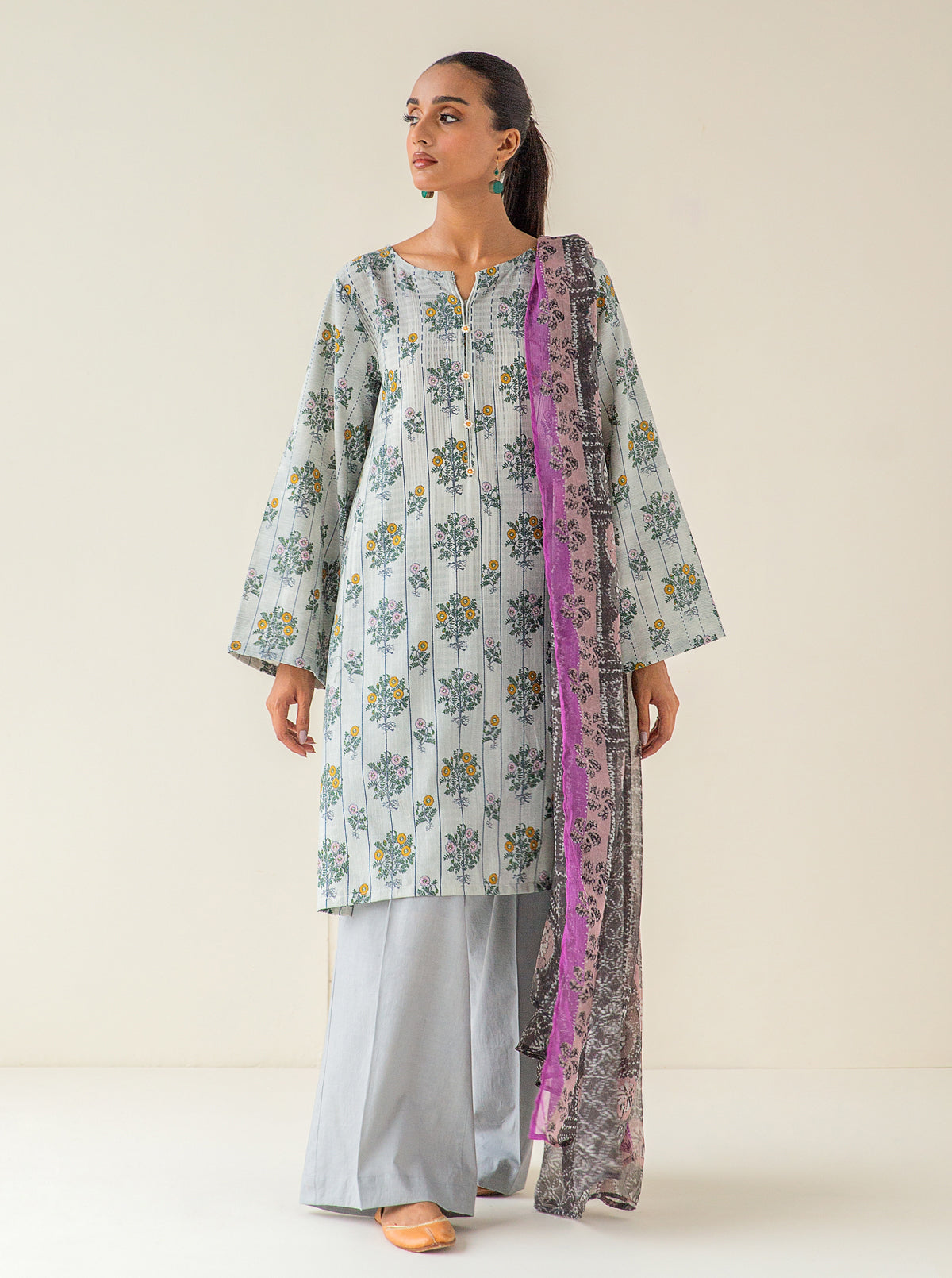 3 PIECE - PRINTED KHADDAR SUIT - CONCRETE IMAGINATION MORBAGH WN_23   