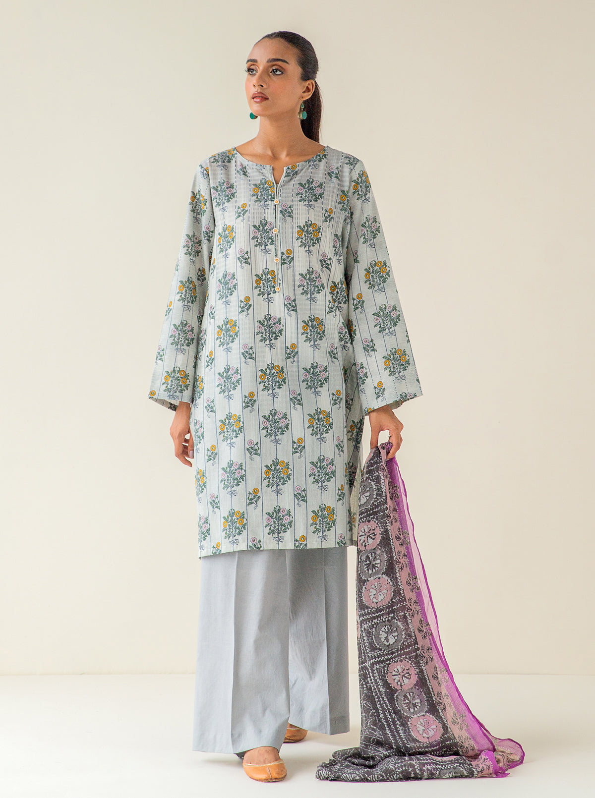 3 PIECE - PRINTED KHADDAR SUIT - CONCRETE IMAGINATION MORBAGH WN_23   