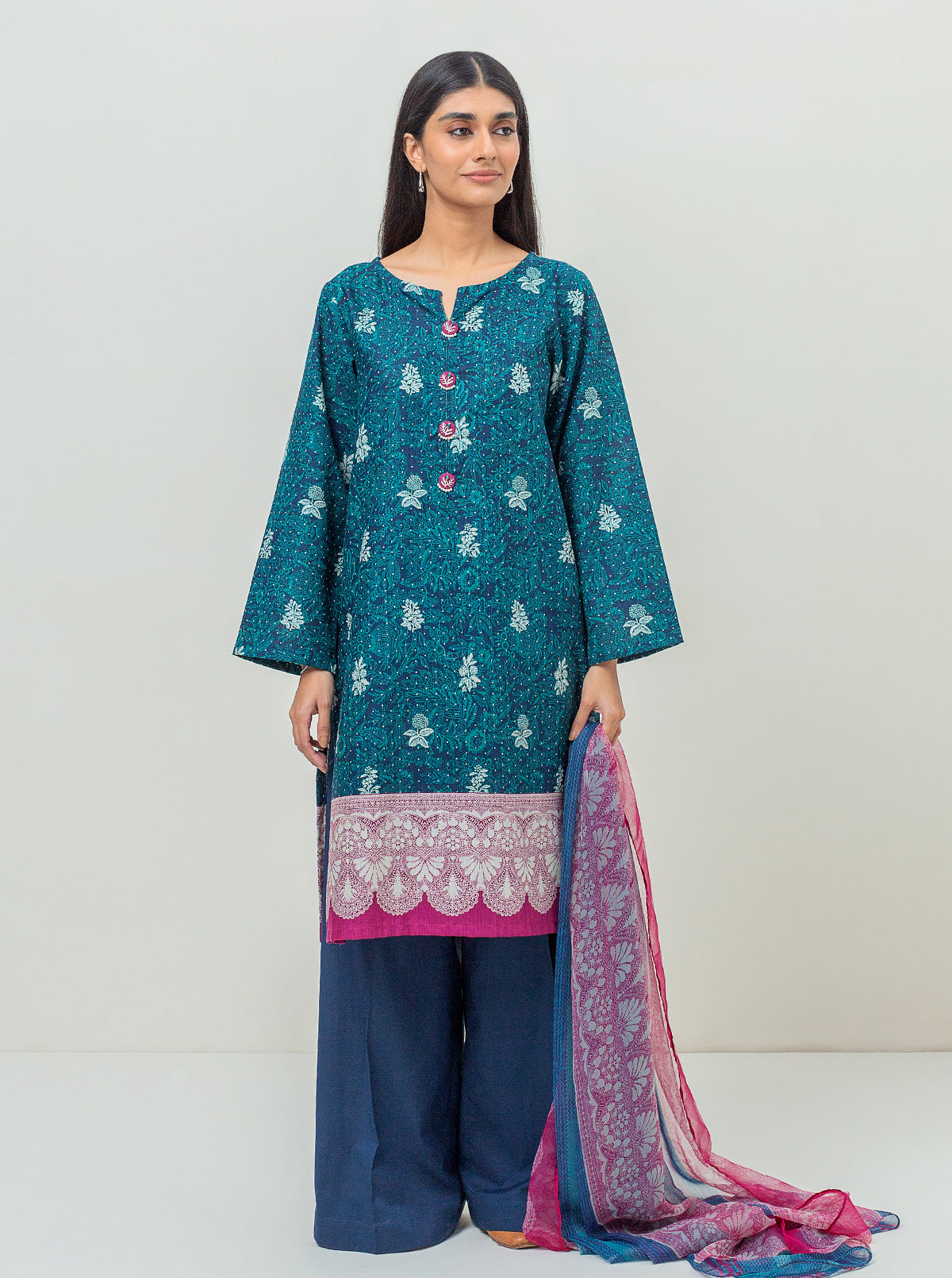 3 PIECE - PRINTED KHADDAR SUIT - MOON SHADOW MORBAGH WN_23   