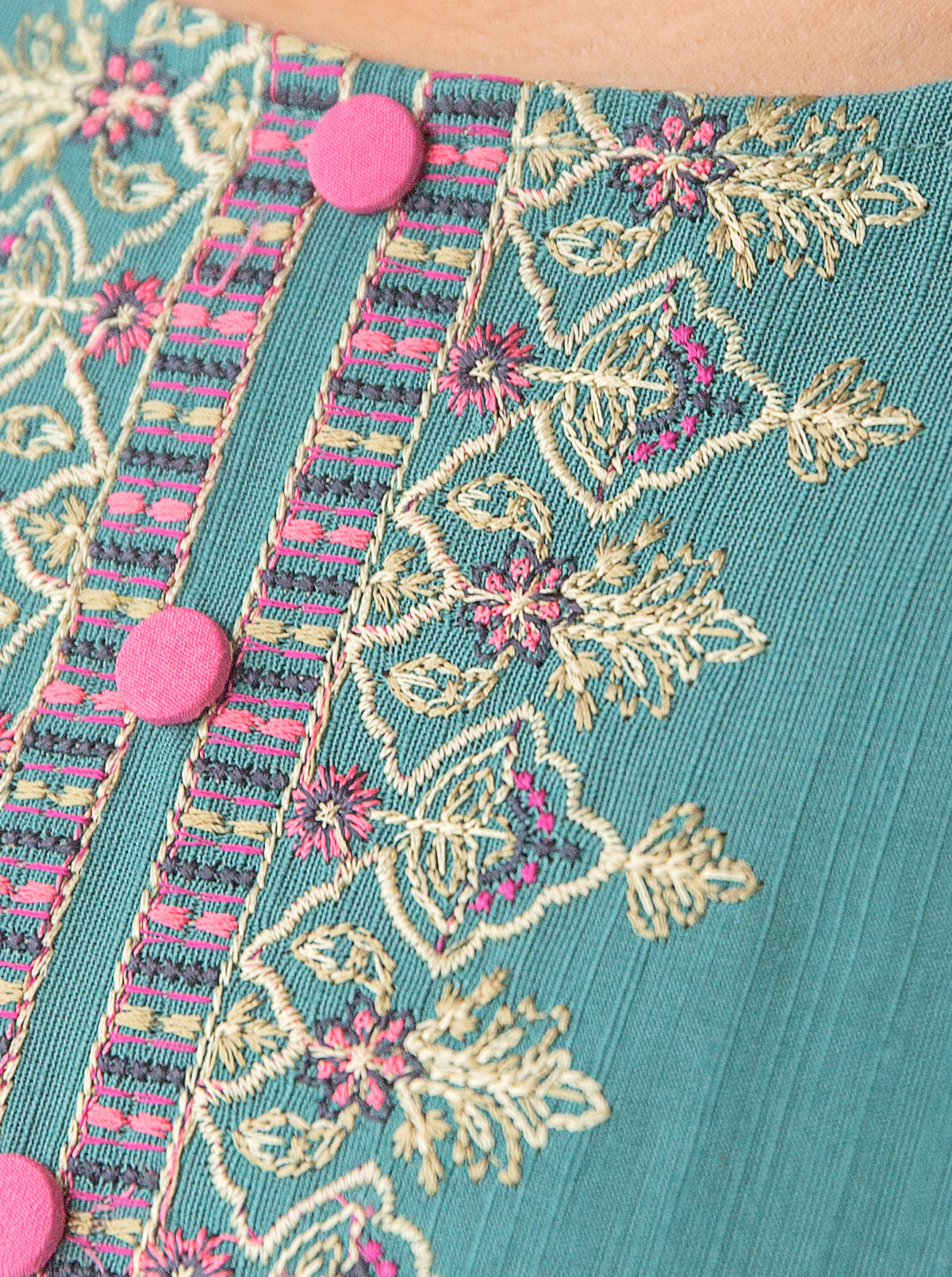 3 PIECE - EMBROIDERED KHADDAR SUIT - REAL TEAL MORBAGH WN_23   