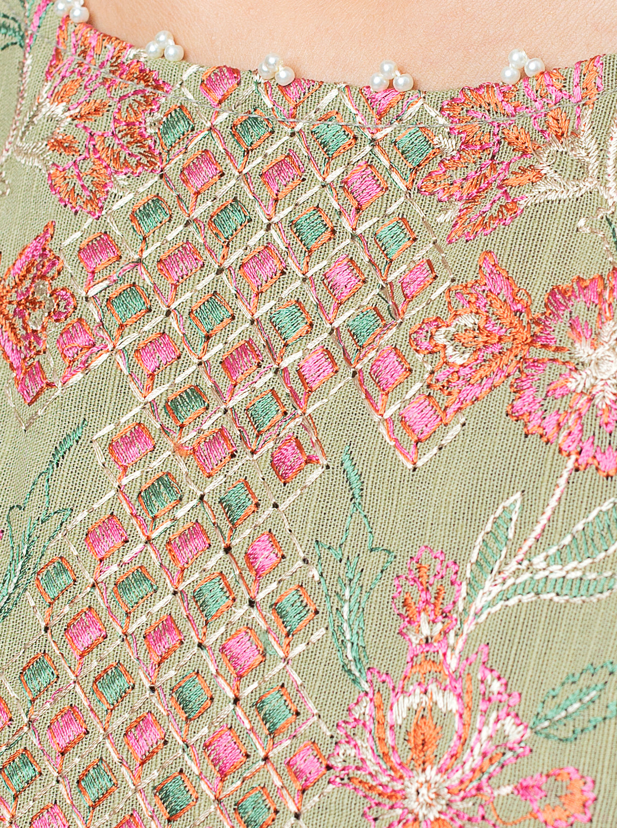 3 PIECE - EMBROIDERED KHADDAR SUIT - OLIVE EDEN MORBAGH WN_23   