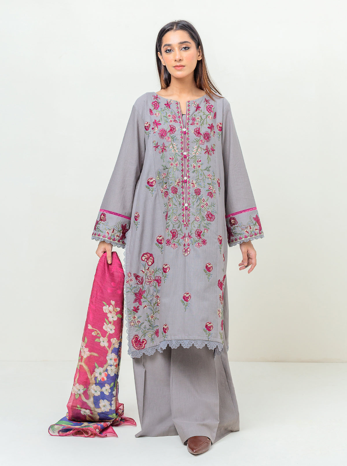 3 PIECE - EMBROIDERED KHADDAR SUIT - COOL WINTER DAY MORBAGH WN_23   