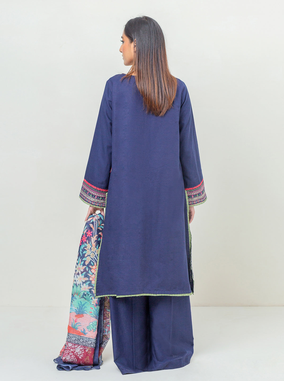 3 PIECE - EMBROIDERED KHADDAR SUIT - DARK FANTASY MORBAGH WN_23   