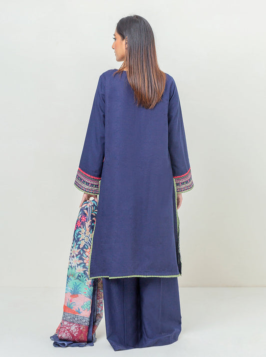 3 PIECE - EMBROIDERED KHADDAR SUIT - DARK FANTASY MORBAGH WN_23   