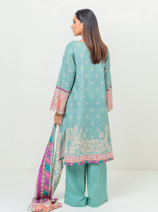 2 PIECE EMBROIDERED KHADDAR SUIT-SEA DECOR (UNSTITCHED)