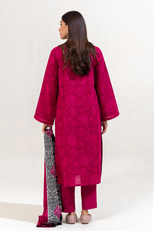 3 PIECE EMBROIDERED KHADDAR SUIT-MAGENTA NOIR (UNSTITCHED)