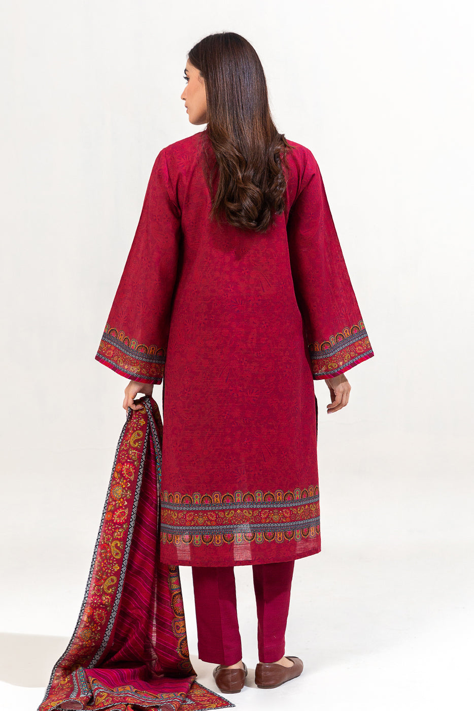 3 PIECE PRINTED KHADDAR SUIT-ROSEWOOD CHARM (UNSTITCHED)