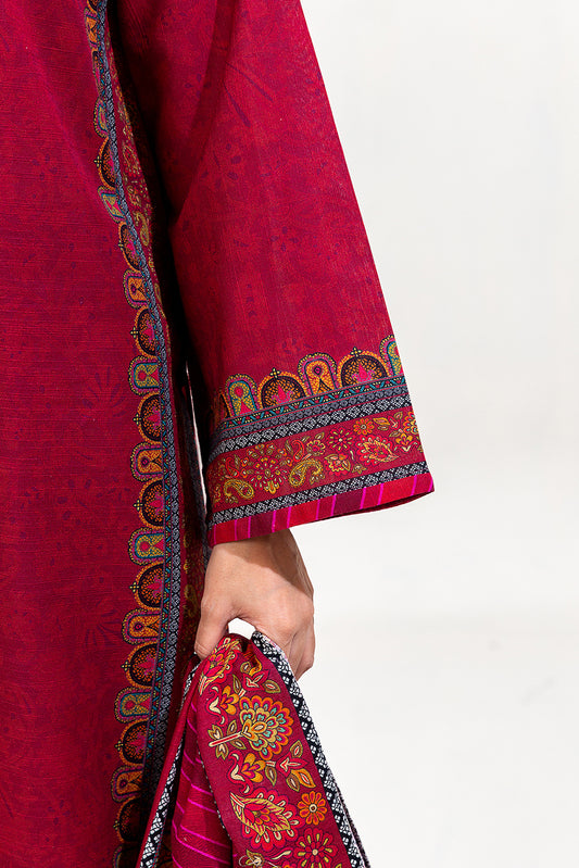 3 PIECE PRINTED KHADDAR SUIT-ROSEWOOD CHARM (UNSTITCHED)