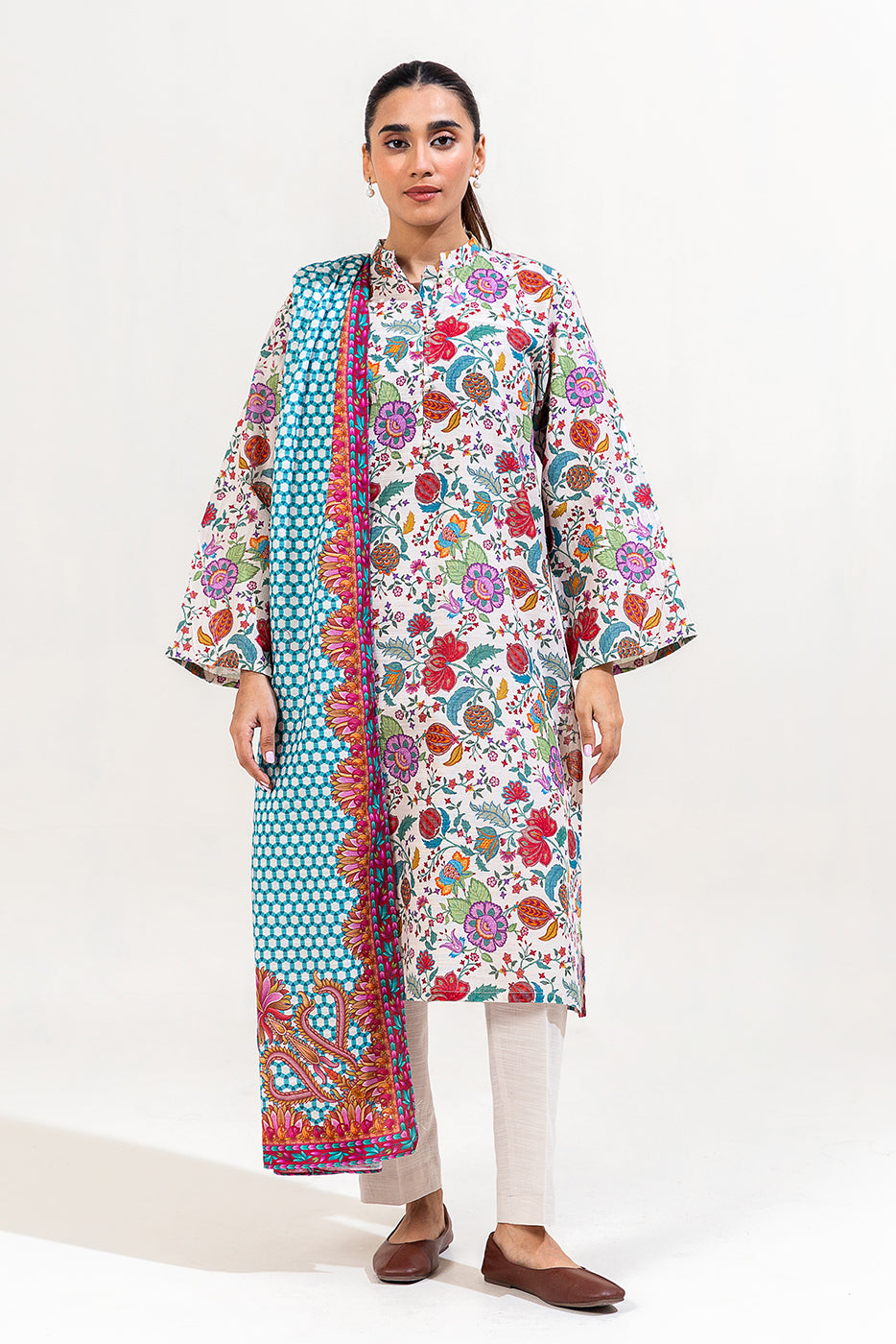 3 PIECE PRINTED KHADDAR SUIT-LINEN GLOOM (UNSTITCHED)