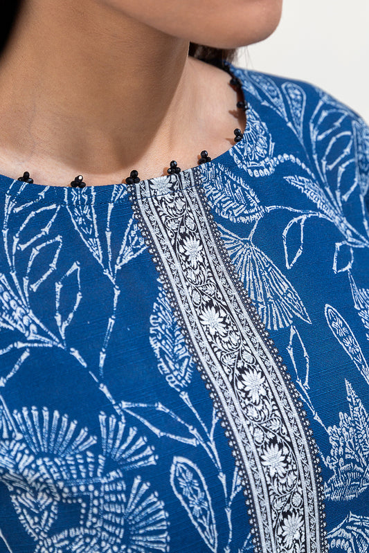 3 PIECE PRINTED KHADDAR SUIT-TURQOISE MEADOW (UNSTITCHED)