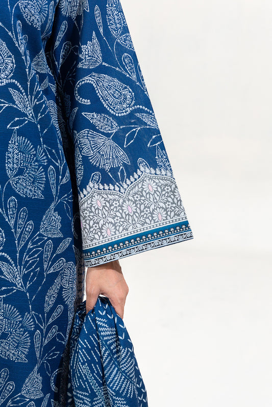 3 PIECE PRINTED KHADDAR SUIT-TURQOISE MEADOW (UNSTITCHED)