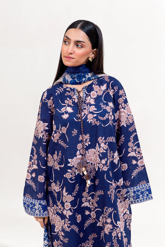 3 PIECE PRINTED KHADDAR SUIT-BERRY BLOOM (UNSTITCHED)