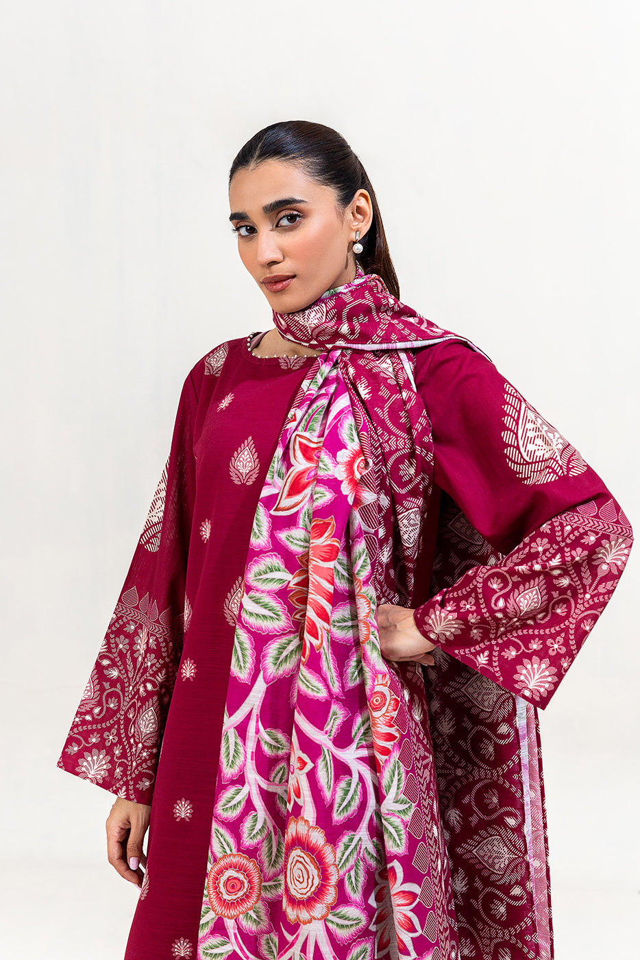 3 PIECE PRINTED KHADDAR SUIT-SANGRIA STITCH (UNSTITCHED)