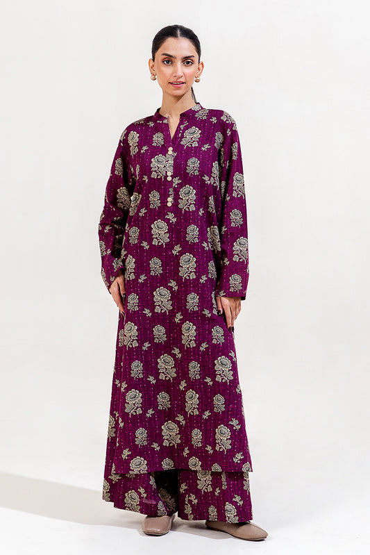 2 PIECE PRINTED KHADDAR SUIT-IMPERIAL MAGENTA (UNSTITCHED)