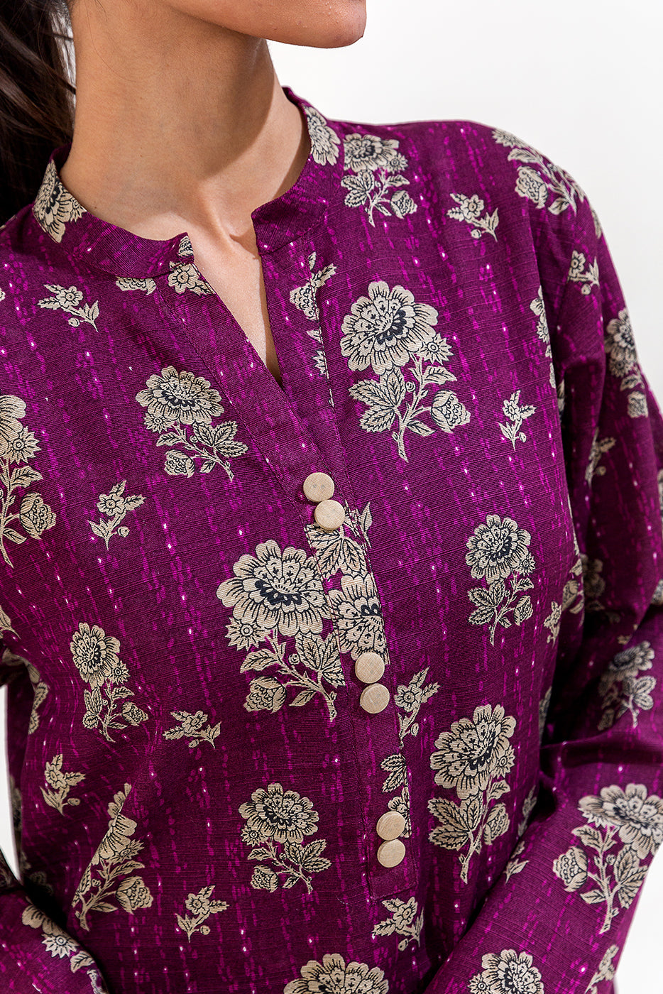 2 PIECE PRINTED KHADDAR SUIT-IMPERIAL MAGENTA (UNSTITCHED)