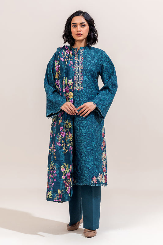 3 PIECE EMBROIDERED KHADDAR SUIT-GARDEN CHARM (UNSTITCHED)