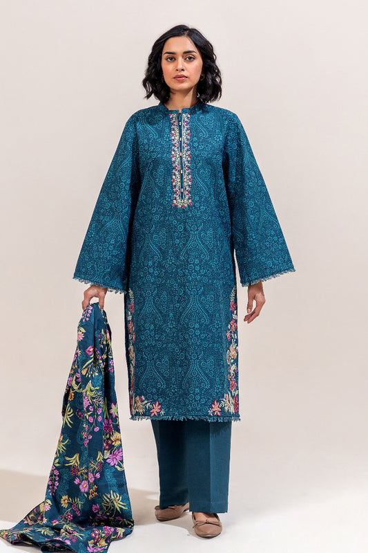 3 PIECE EMBROIDERED KHADDAR SUIT-GARDEN CHARM (UNSTITCHED)