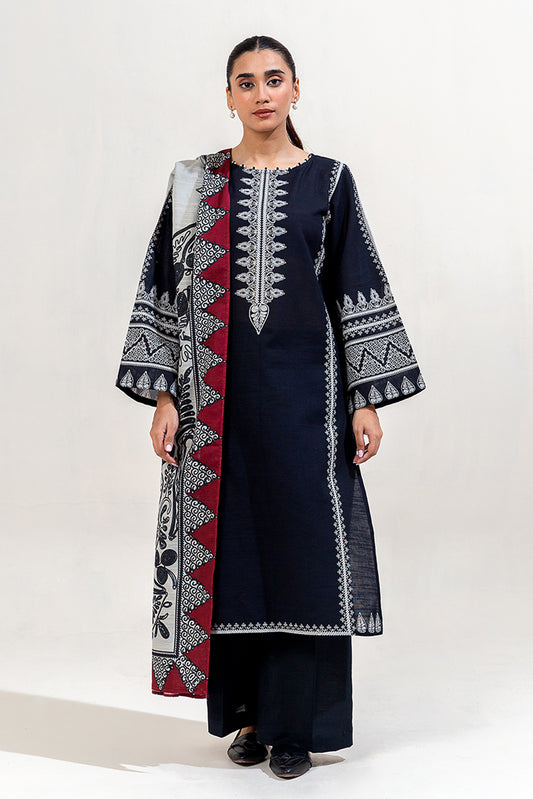 3 PIECE PRINTED KHADDAR SUIT-SABLE CRAFT (UNSTITCHED)