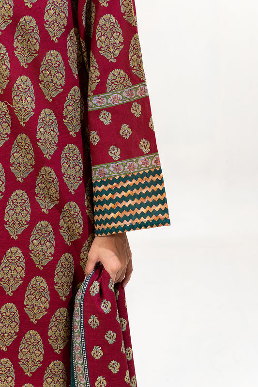 3 PIECE PRINTED KHADDAR SUIT-ETHNIC BRICK (UNSTITCHED)