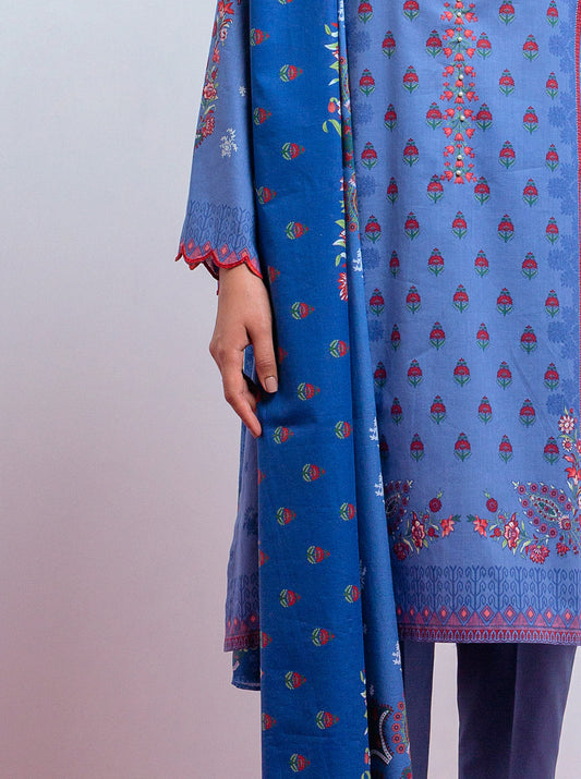 3 PIECE - PRINTED LAWN SUIT - BLUE BLUSH MORBAGH SU_21   