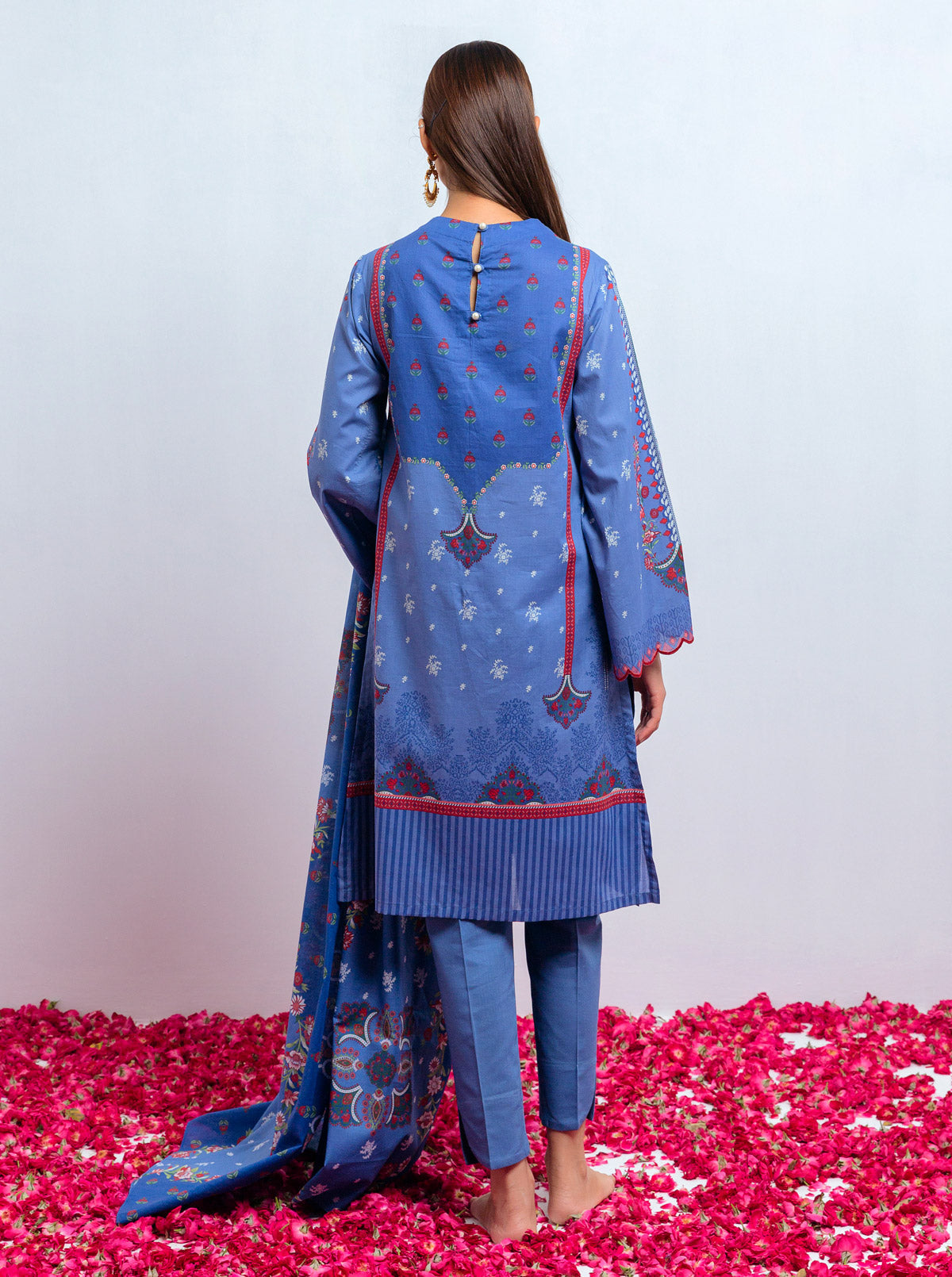 3 PIECE - PRINTED LAWN SUIT - BLUE BLUSH MORBAGH SU_21   