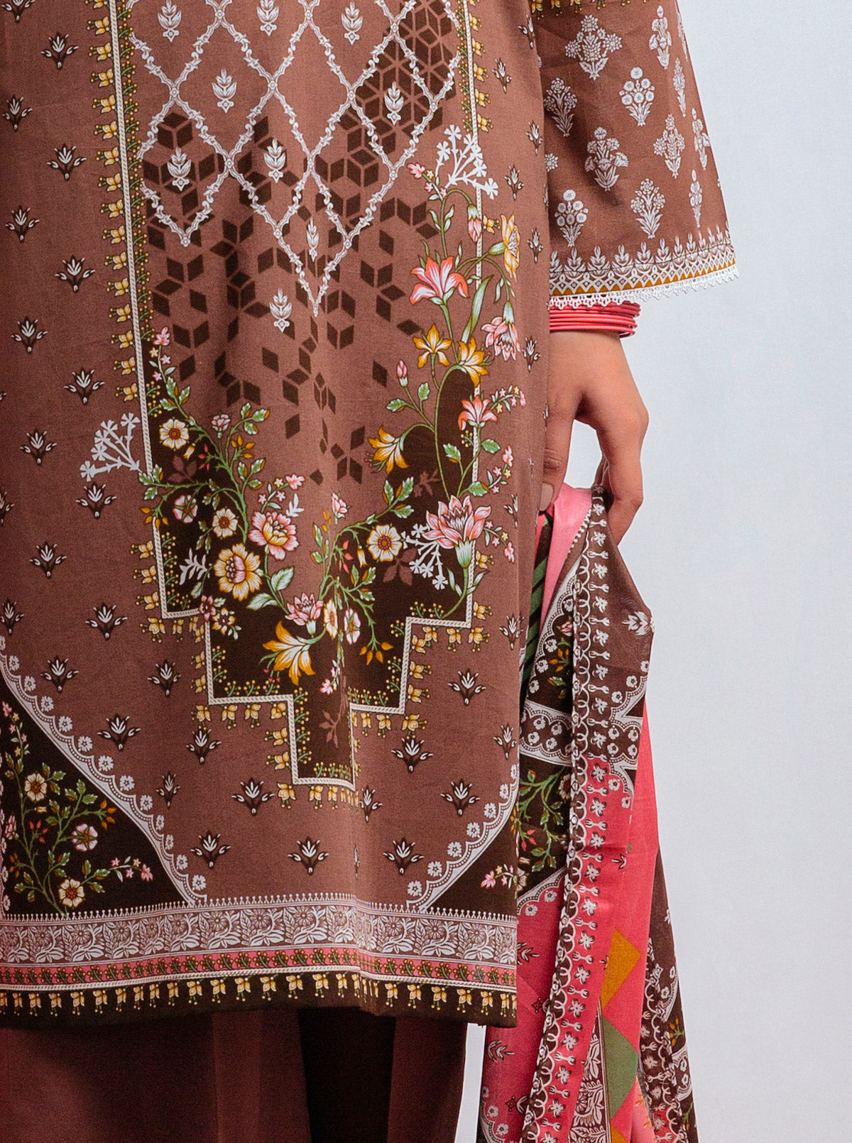 3 PIECE - PRINTED LAWN SUIT - ELEGANT MOCA MORBAGH SU_21   