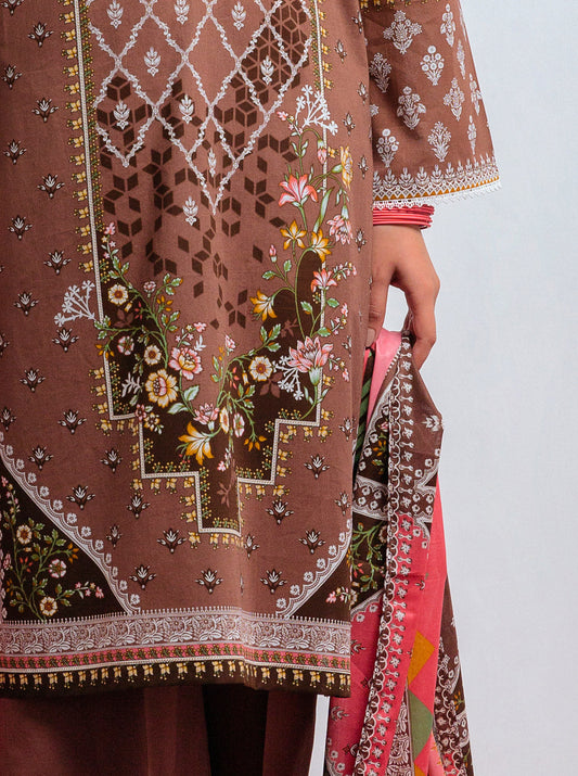 3 PIECE - PRINTED LAWN SUIT - ELEGANT MOCA MORBAGH SU_21   