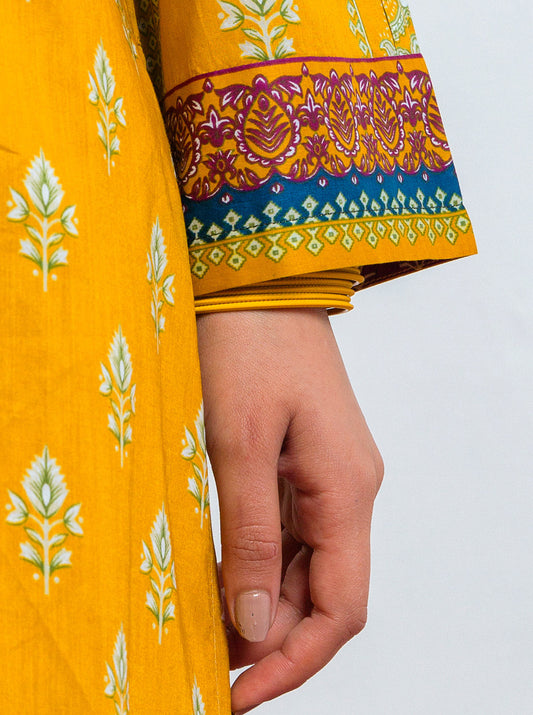 3 PIECE - PRINTED LAWN SUIT - YELLOW OCHRE MORBAGH SU_21   