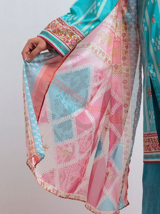 3 PIECE - PRINTED LAWN SUIT - WONDER BLUSH MORBAGH SU_21   