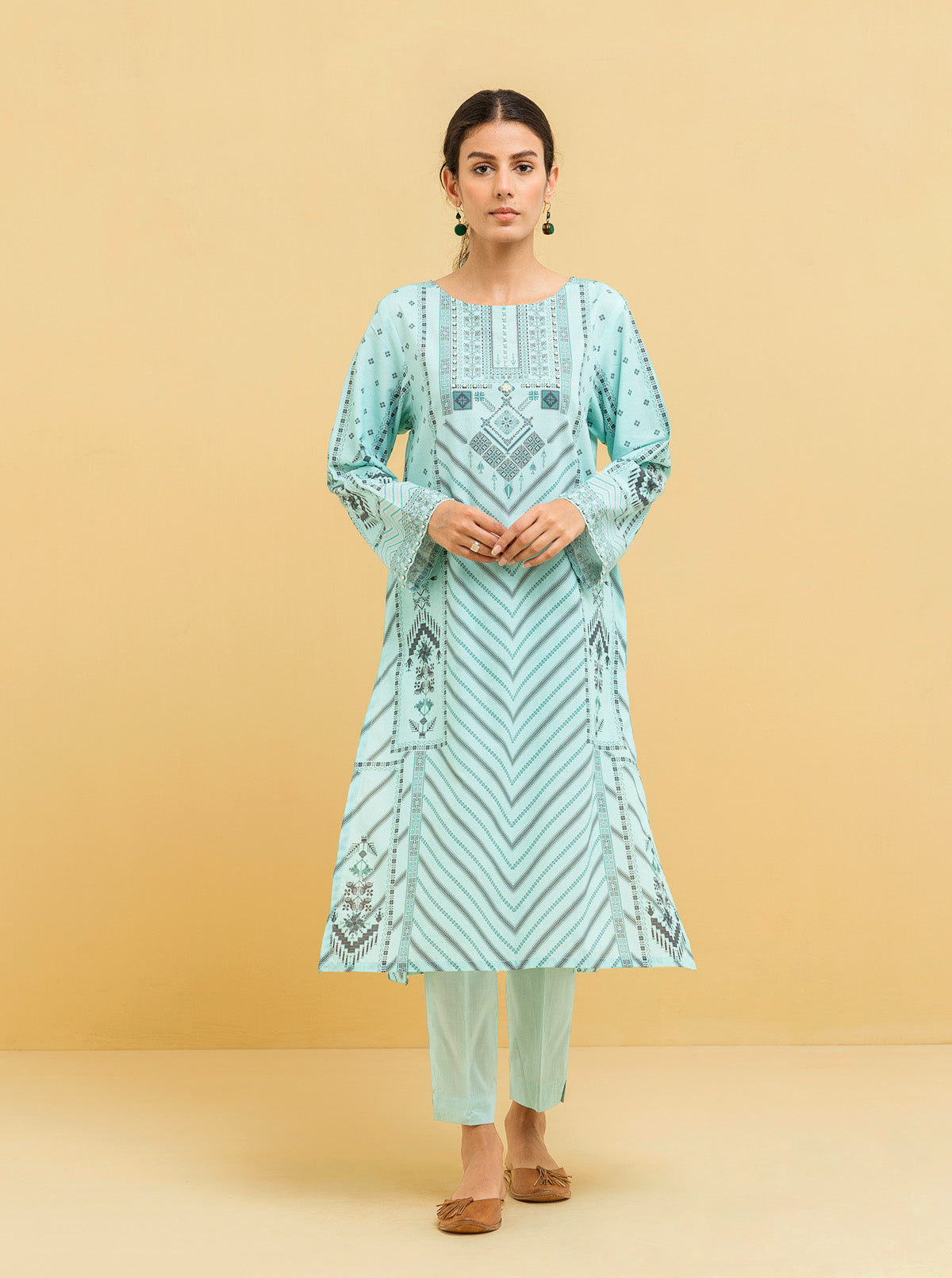 1 PIECE - PRINTED LAWN SHIRT - MINTY DEW MORBAGH SU_22   