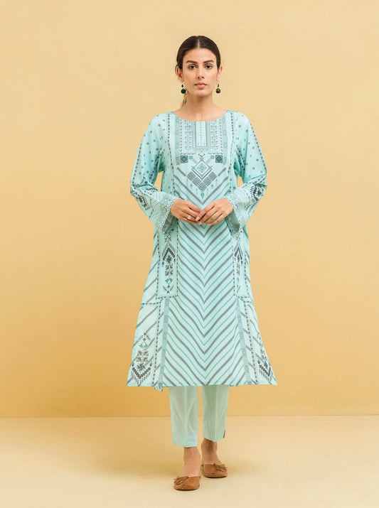 1 PIECE - PRINTED LAWN SHIRT - MINTY DEW MORBAGH SU_22   