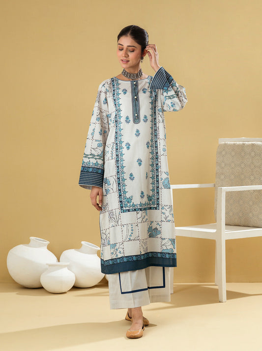 1 PIECE - PRINTED LAWN SHIRT - GREY FROST MORBAGH SU_22   