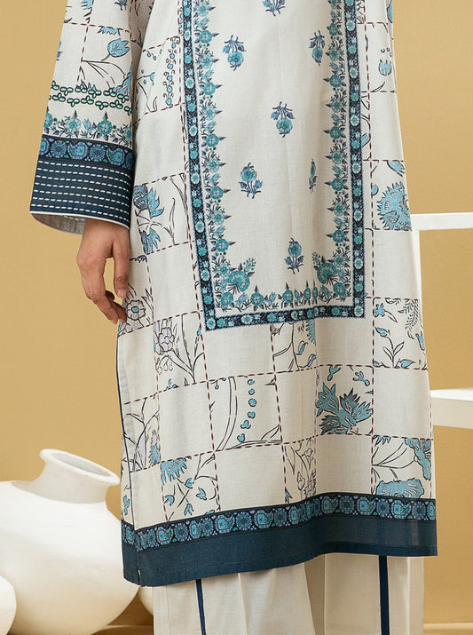 1 PIECE - PRINTED LAWN SHIRT - GREY FROST MORBAGH SU_22   