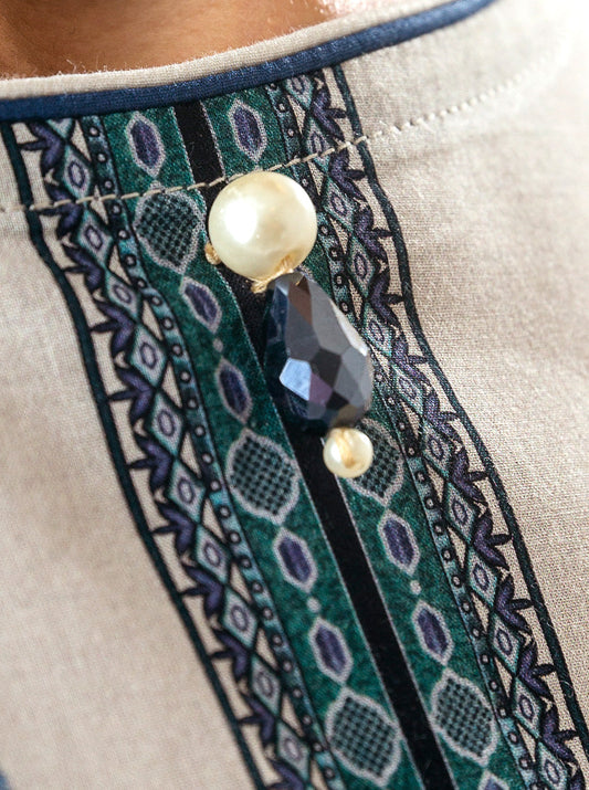 1 PIECE - PRINTED LAWN SHIRT - GREY FROST MORBAGH SU_22   