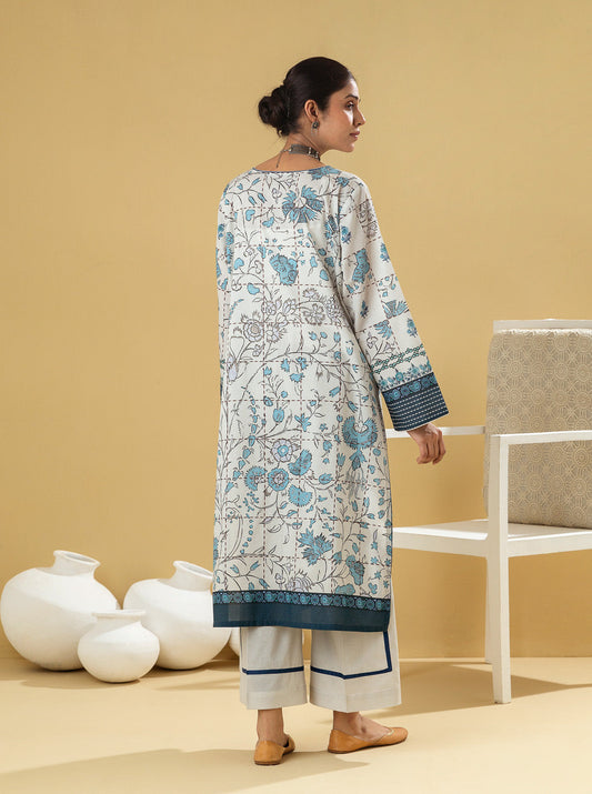 1 PIECE - PRINTED LAWN SHIRT - GREY FROST MORBAGH SU_22   