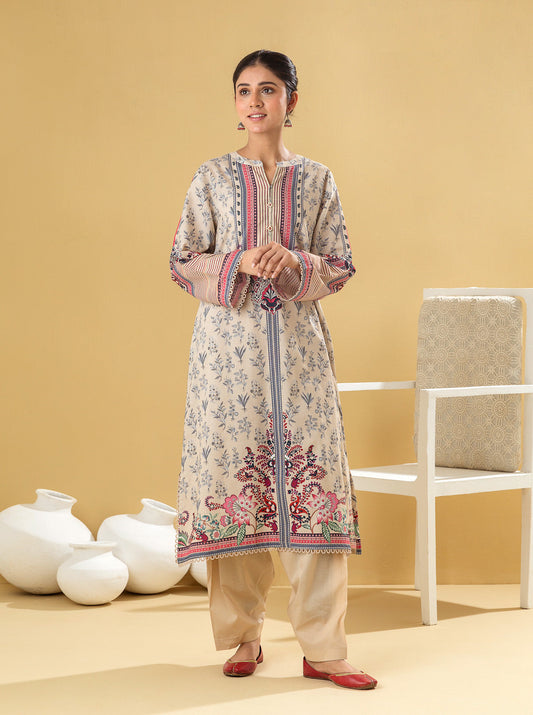 1 PIECE - PRINTED LAWN SHIRT - DELICATE BEIGE MORBAGH SU_22   